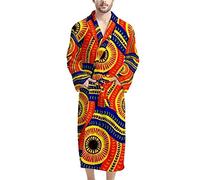 SEANATIVE Men Robe Men Vintage African Design Bathrobe Fleece Shawl Collar Robe Home Shawl Robe