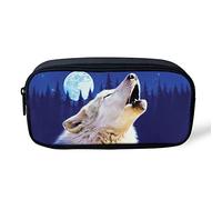 SEANATIVE Moon Wolf Pencil Pen Pouch Organizer Sationery Storage Cace Durable Zipper Pens Holders