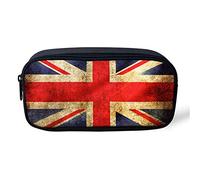 SEANATIVE Multifunctional Pencil Case Pouch Bag England Flags Canvas Makeup Cosmetic Bag for Childre