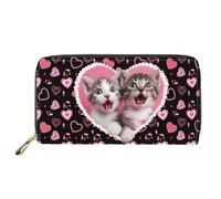 SEANATIVE Pet Cat Lover Print Women Long Wallet Clutch Organizer Portable Travel Shooping Leather Purse Zipper Cellphone Holder