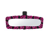 SEANATIVE Pink Hibiscus Car Rear View Side Mirror Cover Flower Design Interior Durable Soft Finish Cover for Women