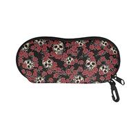 SEANATIVE Portable Eyeglass Box Skull Rose Design Soft Glasses Pouch Sunglasses Case Organizer Ultra Light