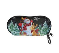 SEANATIVE Portable Eyeglasses Case Christmas Snowman Print Sunglasses Storage Bag Protective Glasses Handbag