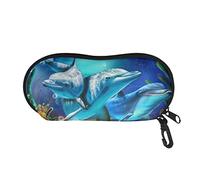 SEANATIVE Portable Zipper Soft Glasses Case Dust-Proof Sunglasses Bag Blue Dolphin Print Eyeglasses Storage Case for Girls Boys