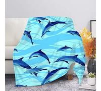 SEANATIVE Premium Flannel Fleece Throw Blanket Blue Dolphin Print Lightweight Thermal Fuzzy Blankets for Couch Bed Sofa