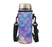 SEANATIVE Premium Neoprene Insulated Bottle Sleeve Mermaid Scales Print Teen Girls Water Bottle Carrier Holder Bag