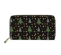 SEANATIVE PU Leather Wallet for Women Christmas Tree Star Print Durable Zipper Handbag Purse Card Coin Holder Clutch