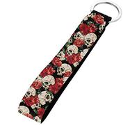 SEANATIVE Rose Skull Fashion Car Keychain Hand Wrist Lanyard Wristlet Strap with Durable Metal Ring for Women