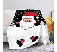 SEANATIVE Santa Claus Funny Print Throws Blanket for Couch Sofa Bed White Snowflake Winter Warm Cozy Blanket