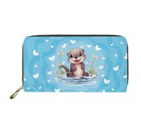 SEANATIVE Sea Otter Print Women Long Wallet PU Leather Purse with Zipper Teen Girls Card Organizer Wallet Travel Handbag Coin Pocket