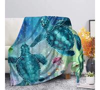 SEANATIVE Sea Turtle Print Fleece Blanket Cozy Plush Flannel Blanket All-Season Throw Blanket Lightweight Bedding for Bedroom Dormroom Sofa and Couch-3XL