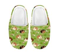 SEANATIVE Slippers for Kids Girls Cute Guinea Pig Print Slip on House Slippers Outdoor Indoor Comfy Warm Plush Bedroom Shoes with Non-slip Sole