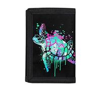 SEANATIVE Small Wallet for Kids Girls Watercolor Sea Turtle Print Trifold Wallets Change Coin Purse with Fasteners