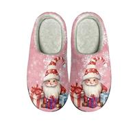 SEANATIVE Snowflake Print Women Washable Memory Foam House Slipper Christmas Gnome Cute Indoor Home Shoes with Rubber Sole for Girls Lady