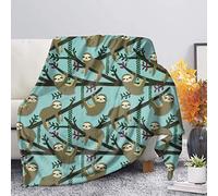 SEANATIVE Soft Blanket All Season Warm Microplush Lightweight Thermal Fleece Blankets for Couch Bed Sofa,Cute Cartoon Sloth Print for Kids Sloth Gift-L