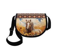 SEANATIVE Southwest Native Tribal Horse Crossbody Bag Mini Saddle Shoulder Cellphone Purse for Kids Girls Vintage Sling Bag Travel Pack