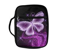 SEANATIVE Sparkling Purple Butterfly Bible Cover for Women Stylish Bible Book Case Scripture Organizer Bag Lightweight Travel Bible Tote