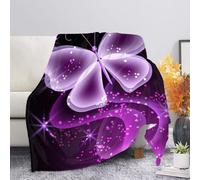 SEANATIVE Sparkling Purple Butterfly Blankets All Season Microfiber Throw Blanket for Couch Bed Home Decor Soft Cozy Winter Flannel Blankets