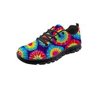 SEANATIVE Sport Athletic Sneakers for Women Gym Tennis Slip On Shoes Breathable Running Shoes Colorful Rainbow Design Size 41