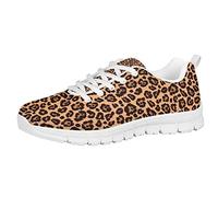 SEANATIVE Sport Road Running Shoes Sneakers for Womens Fashion Leopard Skin Print Walking Flats Lace-Up Mesh Shoes Trainer37