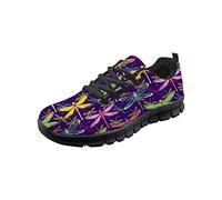 SEANATIVE Sport Trainers Running Shoes for Gym Hiking Lightweight Colorful Dragonfly Design Women Flat Mesh Sneaker Size 39