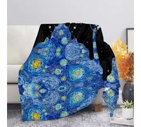 SEANATIVE Starry Night Galaxy Throw Blanket for Kids Teens Adults Lightweight Plush Flannel Blanket Abstract Artistic Decor for Couch Bed Sofa