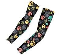SEANATIVE Sun Protection Arm Sleeves-Cooling Sports Compression Athletic Sleeves for Basketball,Running,Cycling,Golf(Cartoon Dog Cat Paws)-XL