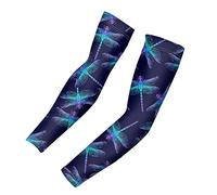 SEANATIVE Sun UV Protection Cooling Arm Sleeves for Women,Animal Dragonfly Printed Athletic Arm Cover Set of 2-L