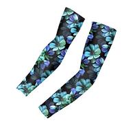SEANATIVE Sun UV Protection Sports Arm Sleeves for Women Hibiscus Hawaiian Flower Printed Arm Cover Shield Set of 2-XL
