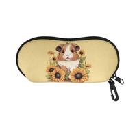 SEANATIVE Sunflower Guinea Pig Print Sunglasses Case Durable Soft Travel Glasses Organizer Bag Zipper Eyeglasses Pouch Cute Glasses Purse