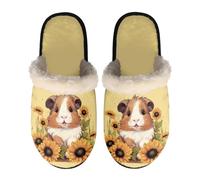 SEANATIVE Sunflower Guinea Pig Print Women Home Bedroom Slippers Fuzzy House Slippers Comfort Four Season Cute Indoor Spa Slide Shoes