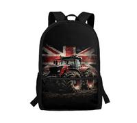 SEANATIVE Teenager Girls Schoolbag Backpack Elementary Student Bookbag Boys Zipper Casual Rucksack Kids Large Daypack, British Flag Tractor Print