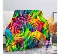 SEANATIVE Throws Blanket Soft Nap Shawl Rainbow Rose Flower Pattern Winter Warm Couch Knee Blanket Lightweight for Women Girls