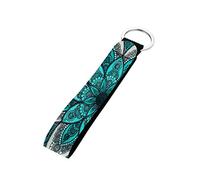 SEANATIVE Unique Keychains Wrist Lanyard,Durable Lightweight Black Mandala Floral Boho Cellphone Holders,Metal Rings,USB Holder Gift