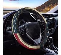 SEANATIVE Universal 15 Inch Auto Steering Wheel Cover for Men Woman US Flag Star Stripe Pattern Durable Steering Wheel Cover