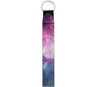 SEANATIVE Universe Space Pattern Fashion Wristlet Lanyard Key Chain Holder, Personalized Key Chains with Metal Ring for Car Keys