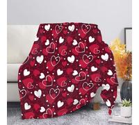 SEANATIVE Valentine's Day Throw Blanket Red Love Hearts Flannel Blanket Lightweight Comfy Microfiber Mother's Day Blanket Throw for Sofa Couch Bed