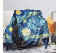 SEANATIVE Van Gogh Starry Night Galaxy Painting Artist Throw Blanket, Reversible Ultra Soft Plush Flannel Blanket Women Girls-XL