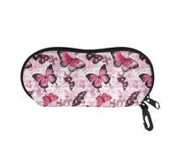 SEANATIVE Watercolor Butterfly Print Glasses Cases Portable Sunglass Organizer Pouch Bags Soft Eyeglasses Purse with Zipper for Women,Pink