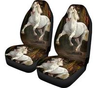 SEANATIVE White Horse Print Car Seat Covers Universal Seat Cushion Cover Protector Soft Stretchy Front Bucket Seat Covers for Car SUV Truck