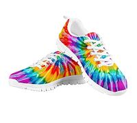 SEANATIVE Women Road Running Shoes Draft Shoes Rainbow Tie Dye Design Sneakers Size 45