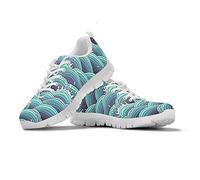 SEANATIVE Women Road Running Shoes Sea Wave Pattern Sneaker Trainer for Ladies Size 38