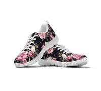 SEANATIVE Women Road Sneaker Trainers Sport Water Shoes Vintage Flower Pattern Flat Sport Running Shoes Size 43