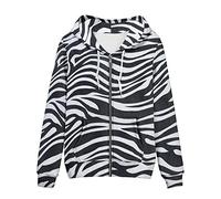 SEANATIVE Women Zip Up Hoodies Drawstring Sweatshirt Long Sleeve Casual Hoodie Jacket with Pocket Size XS-5XL, Zebra Stripe, Medium