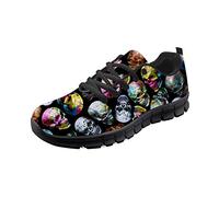 SEANATIVVE Women's Trail Running Shoes Watercolor Skull Design Comfort Soft Sneaker Workout Walking Shoes Size 38