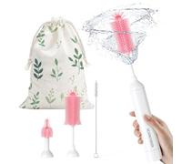 SEANCHEER S02 Electric Bottle Brush Set, Portable Baby Bottle Brush Cleaner, AA Battery-Powered & IPX7 Waterproof, with Silicone Bottle/Nipple/Straw Brush, for Home & Travel (Pink)