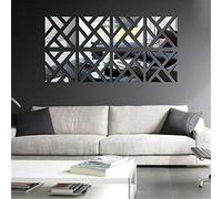 seaNpem Square Mirror Wall Stickers Decoration, 4 Pcs DIY Removable Acrylic Wall Stickers Art Wall Decals, for Home Living Room Bedroom Sofa TV Office Restaurant Aisle Wall Decoration Murals (8)