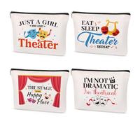 SEAOYOZO 4 Pcs Musical Theater Makeup Bag Gifts Set - Broadway Drama Lover Gift for Women, Zipper Cosmetic Organizer for Travel, Polyester Cotton Pouches