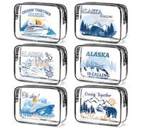 SEAOYOZO 6PC Clear Cruise Makeup Bags Gifts, Clear Beach Cosmetic Bag for Women, Alaska Cruise Essentials Must Haves for Girls Sister Daughter Nurse Teacher, Alaska Cruise, Alaska is Calling