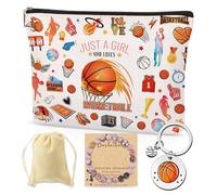 SEAOYOZO Basketball Makeup Bag Gift for Girls, Basketball Cosmetic Bag with Keychain and Bracelet s for Her Him Players Teams Fans BFF Ball Lovers, Sport Party Favors